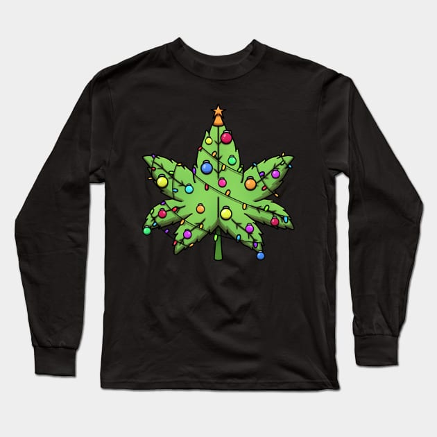 Weed Christmas Tree Long Sleeve T-Shirt by TheMaskedTooner